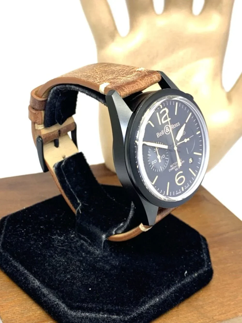 Bell & Ross Men's Watch BR126 Swiss Automatic Chronograph Black Dial Leather